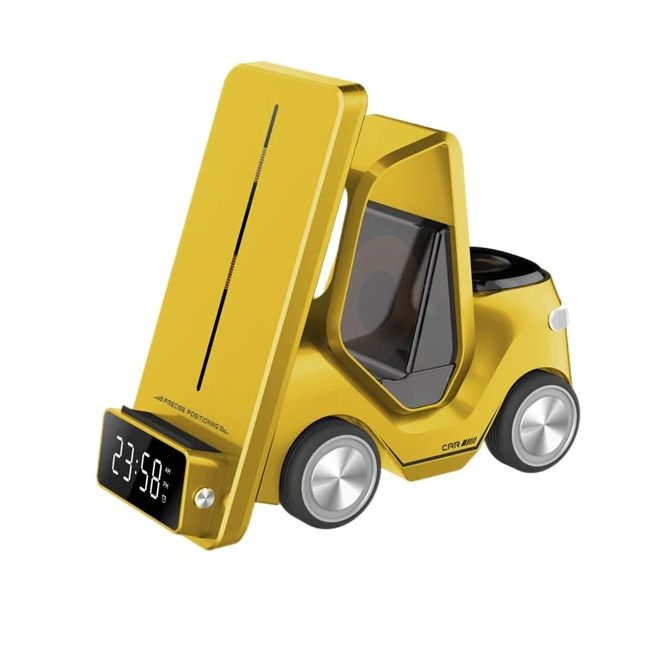 Alarm Clock Wireless Charger Station For Apple Watch Airpods Pro Car/Truck Design Night Light Charging Station For Iphone 11 12 13 14