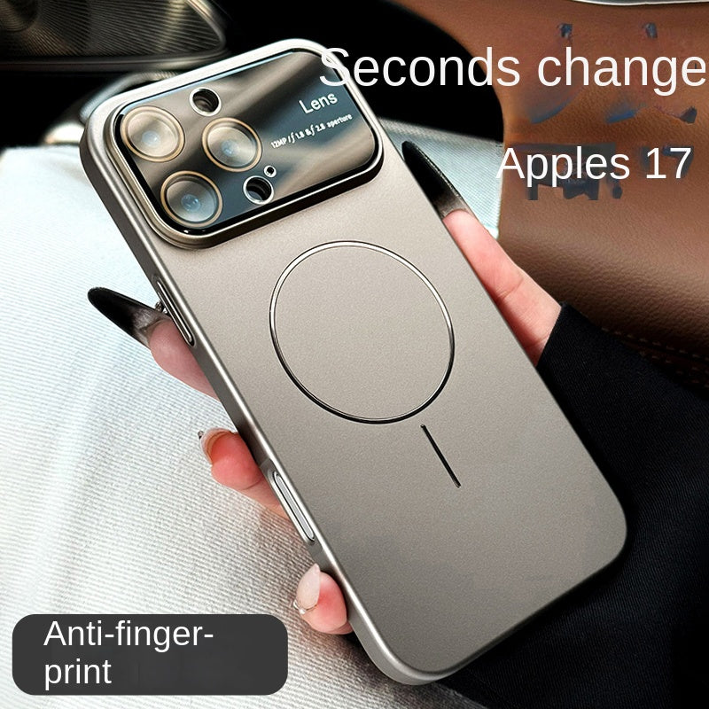 Thin circle magnetic suction large window for iPhone advanced anti-drop case with lens film