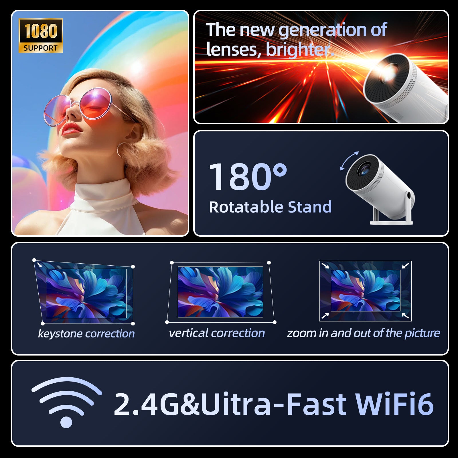 Factory Direct Supply Projector For Home High-Definition High-Brightness Portable Projector Supports Mobile Power Supply