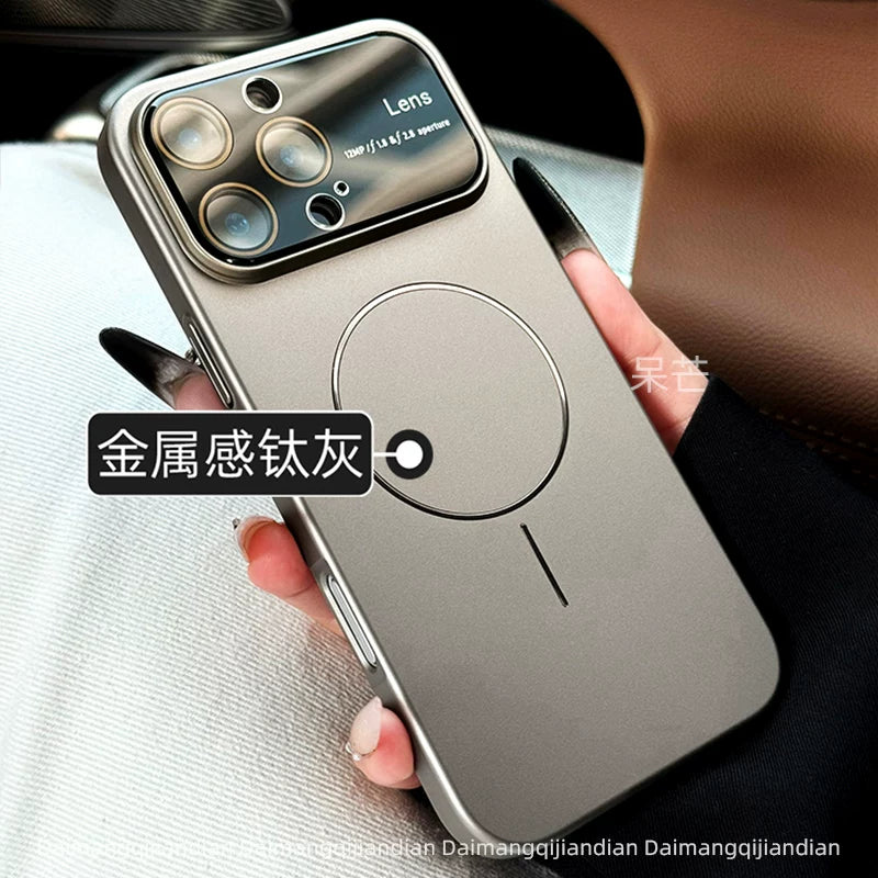 Thin circle magnetic suction large window for iPhone advanced anti-drop case with lens film