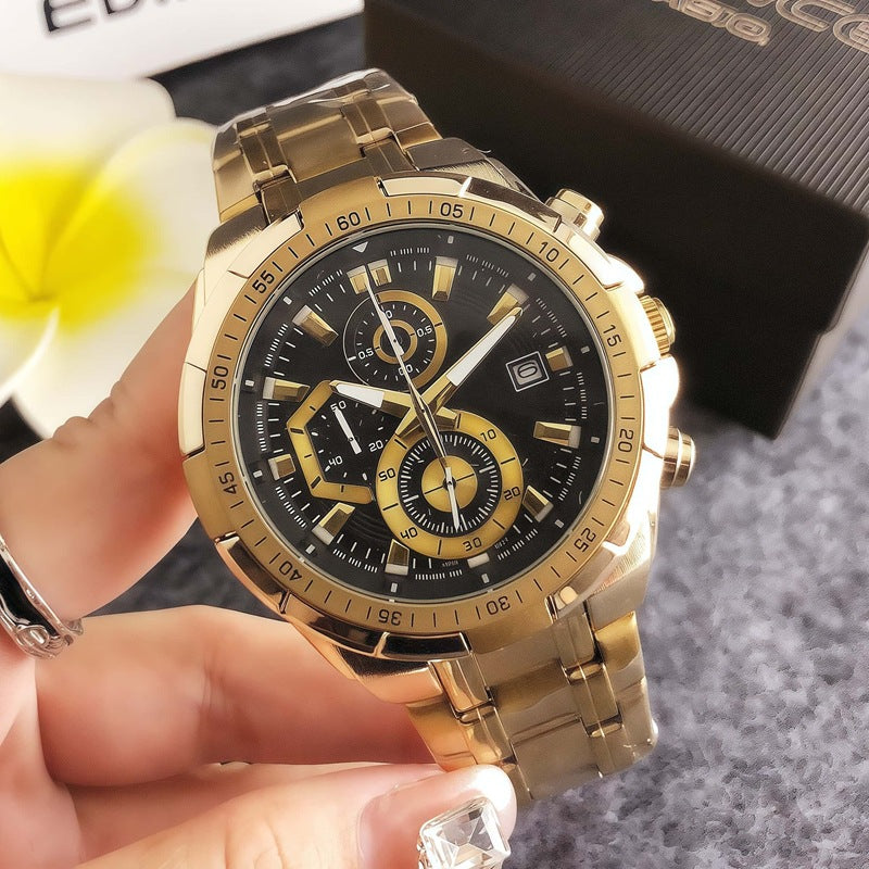 Multifunctional Six-Pin Chronograph Watch Men's Niche Light Luxury Large Dial Watch Men's 2025 Hot Style Retro Watch