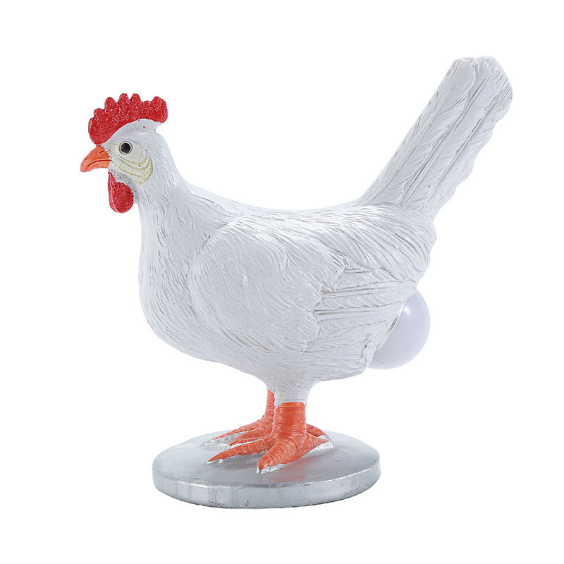 Resin Cross-border New Product Artificial White Egg-laying Chicken Decoration New And Unique Night Light Bedroom Home Furnishings Decoration