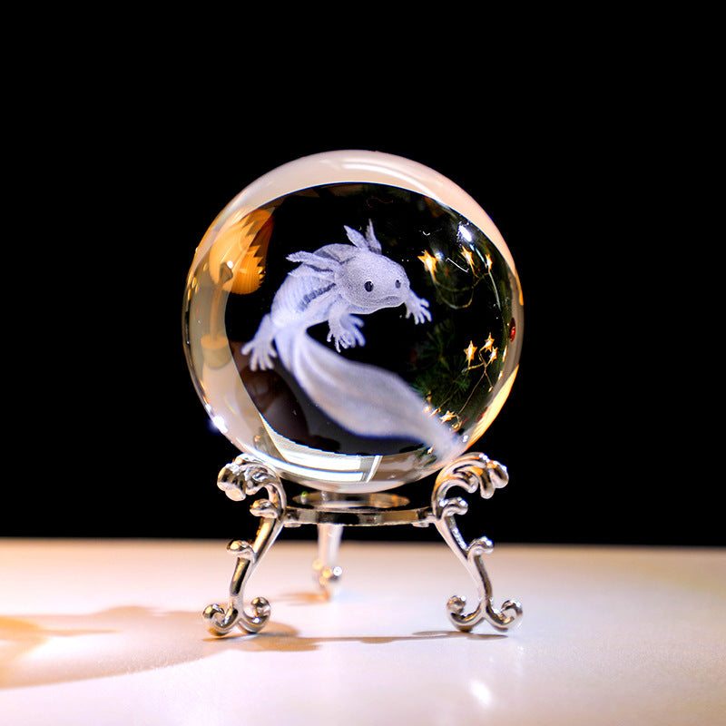 3D Carved Ferris Wheel Crystal Ball Creative Metal Base Galaxy Glass Ball