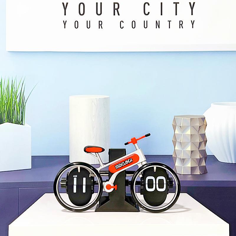Creative Bicycle Flip Clock Home Desktop Personalized Bicycle Flip Clock Fashion Decorative Gift Clock