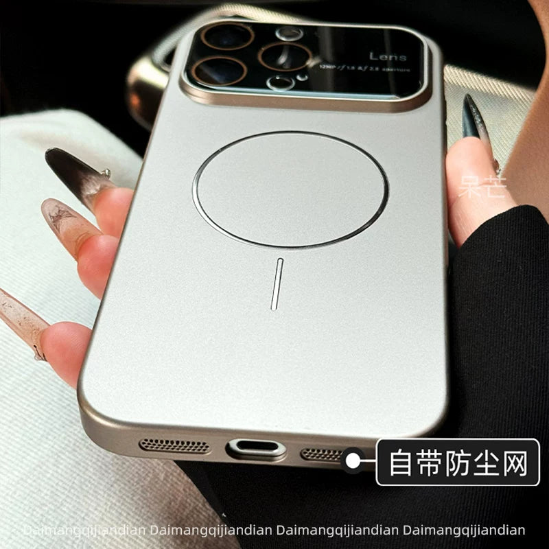 Thin circle magnetic suction large window for iPhone advanced anti-drop case with lens film