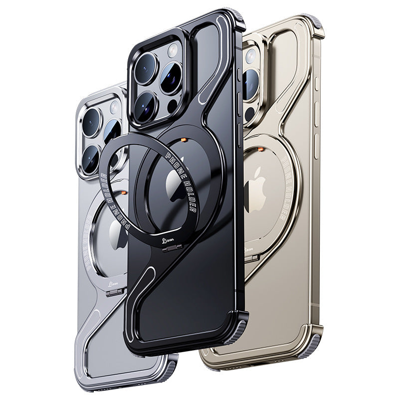Z-shell Metal Buckle Bracket Magnetic Suction Apple 16ProMax Mobile Phone Case IPhone15 Airbag Anti-fall 4 Protective Cover