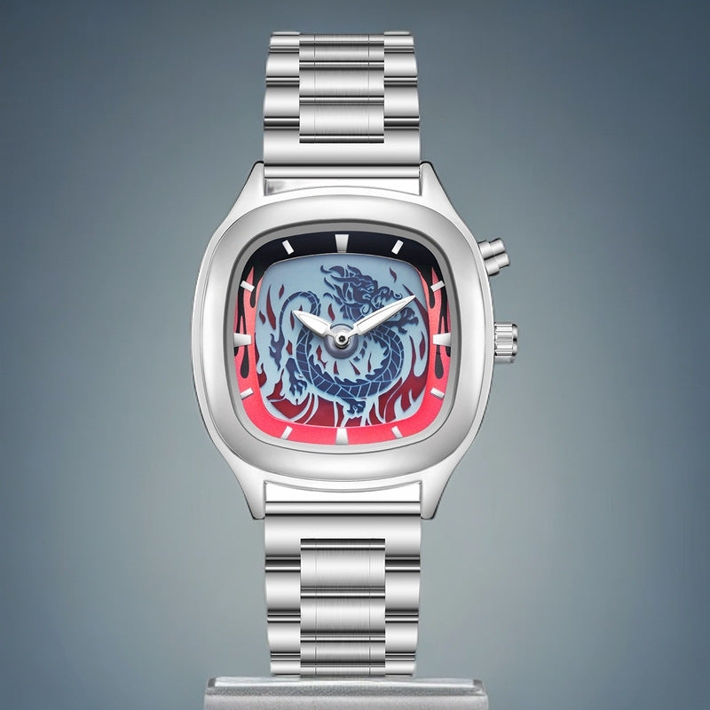 Creative Personality Retro Dragon-shaped Dynamic Dual-display Watch Men's Fashion Original Niche High-end Waterproof Watch