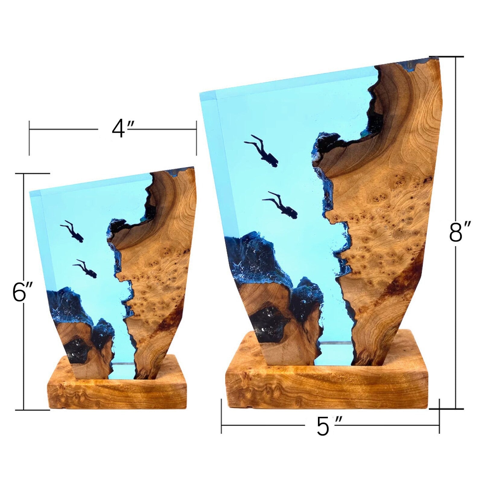 Diver Night Light Scuba Diving Deep Sea Exploration Wood Lamp Free Diving Unique Decoration Gift Christmas Gift