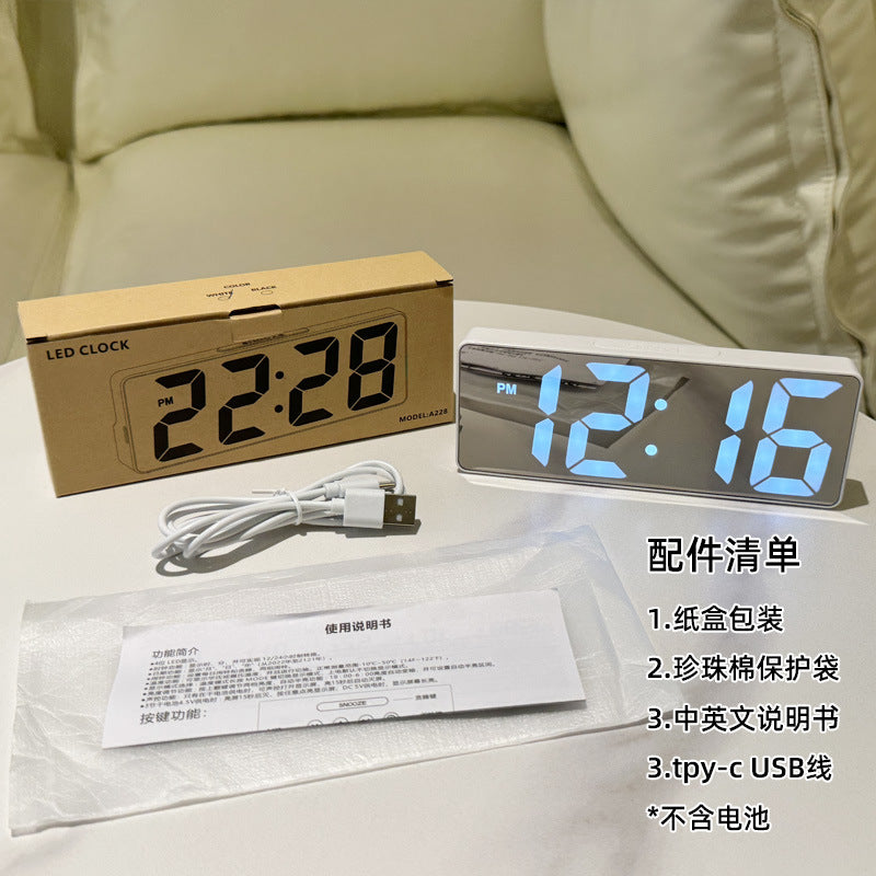 Digital Digital Clock Alarm Clock Luminous Mirror Student Desktop Smart Simple Multi-Function Clock Desktop