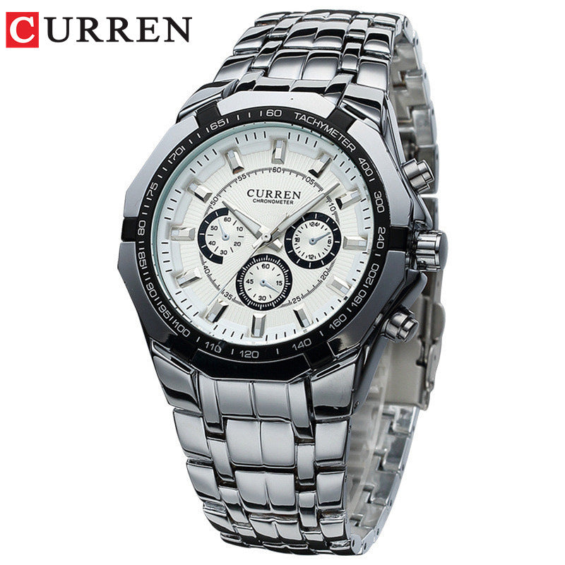 Business Fashion Men's Precision Watch Quartz Watch False Three-Eye Watch