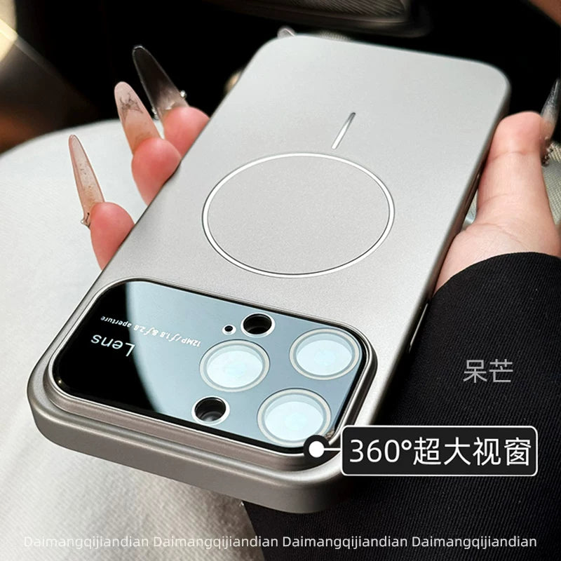 Thin circle magnetic suction large window for iPhone advanced anti-drop case with lens film