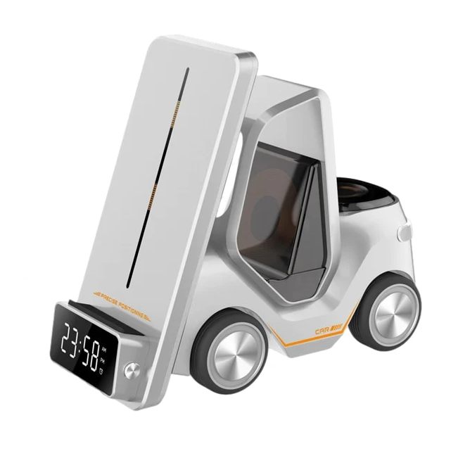 Alarm Clock Wireless Charger Station For Apple Watch Airpods Pro Car/Truck Design Night Light Charging Station For Iphone 11 12 13 14