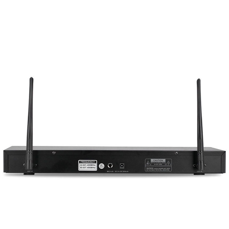 Wireless Microphone System Dual Handheld 2 x Mic Cordless Microphone Outdoor Vocal Karaoke Receiver System Receiver