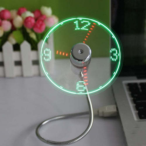 Usb Fan Watches LED Mini Clock Display Real Time Clock Timing Luminous Fan Night Light Lamp Wrist Watch Summer Must