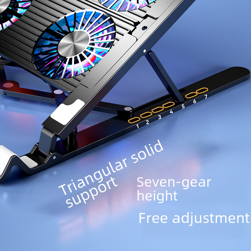 New Cross-border Notebook Radiator Increased Folding Laptop Portable Cooling Bracket RGB Aluminum Alloy