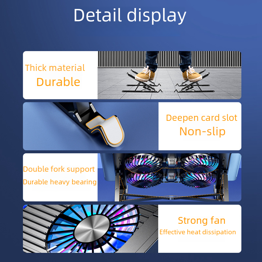 New Cross-border Notebook Radiator Increased Folding Laptop Portable Cooling Bracket RGB Aluminum Alloy